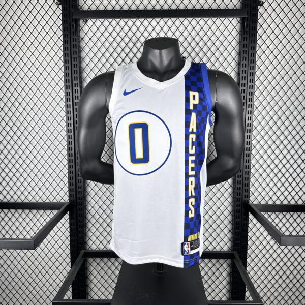 Camiseta Regata NBA Indiana Pacers Nike City Edition Swingman 0 Tyrese Haliburton Branca 2020 Nike - Imagem 1