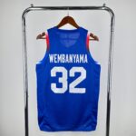 Camiseta Regata Basquete Seleção França 2025 Victor Wembanyama 32 Jordan Azul - Imagem 2