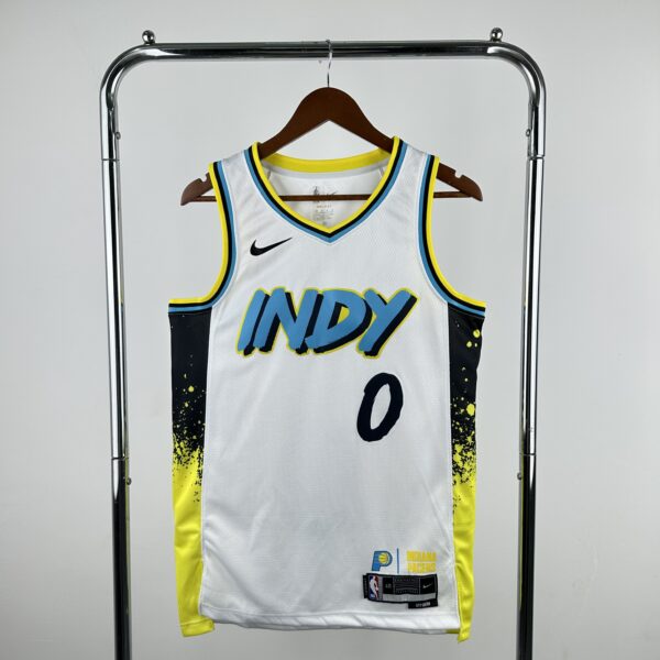 Camiseta Regata NBA Indiana Pacers Nike City Edition Swingman 0 Tyrese Haliburton Branca 2025 Nike - Imagem 12