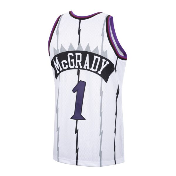 fjejwjfjwj Camiseta Regata NBA Toronto Raptors 1 Tracy McGrady Mitchell & Ness Branca 1998/99 - Imagem 2