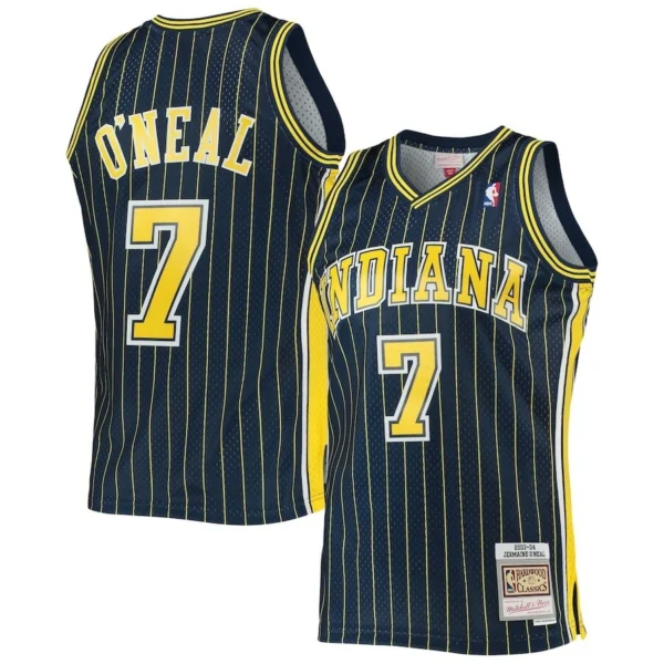 s-l1600 Camiseta Regata Basquete NBA Indiana Pacers Jermaine O'Neal 7 Mitchell & Ness Edition Azul 2003/04 - Imagem 3