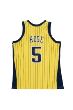 Camiseta Regata Basquete NBA Indiana Pacers Jalen Rose 5 Mitchell & Ness Edition Amarela 1990/00 - Imagem 2