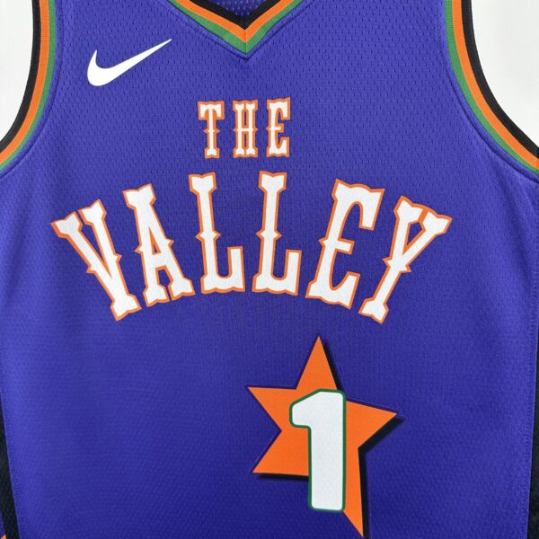 81aceace Camiseta Regata Basquete NBA Phoenix Suns 1 Booker City Edition 2025 Roxa Nike - Imagem 5