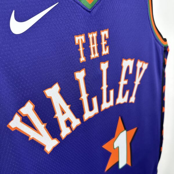 93b0f5b9 Camiseta Regata Basquete NBA Phoenix Suns 1 Booker City Edition 2025 Roxa Nike - Imagem 4