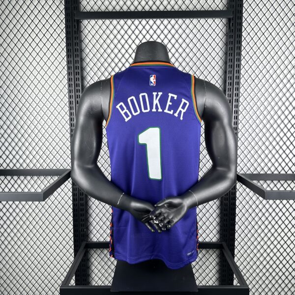 e7513b8b Camiseta Regata Basquete NBA Phoenix Suns 1 Booker City Edition 2025 Roxa Nike - Imagem 2