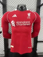 Camisa Liverpool Home Versão Jogador 2025/2026 Manga Longa Vermelha Adidas