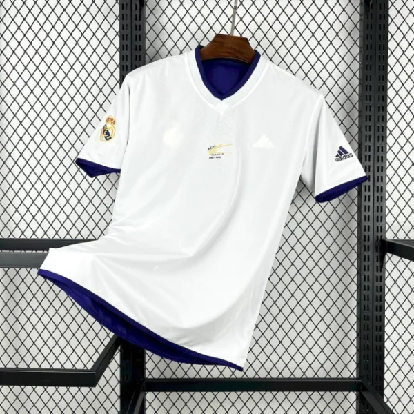 hegwhsiugeiu Camisa Retrô Real Madrid Third Dupla Face 2002/2003 Adidas Roxa & Branca - Imagem 2