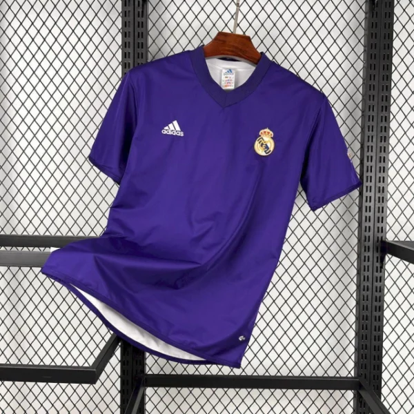 newsidgnskuhgbsj Camisa Retrô Real Madrid Third Dupla Face 2002/2003 Adidas Roxa & Branca - Imagem 1