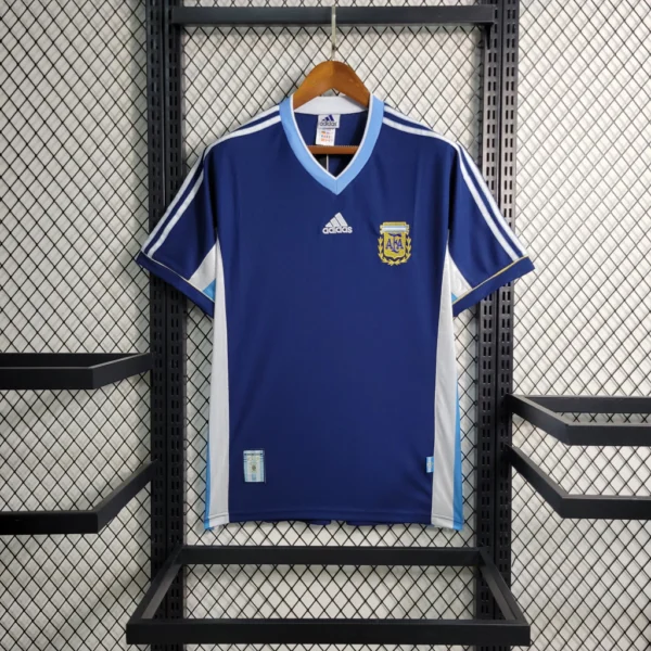 Camisa Retrô Clássica Seleção Argentina Away 1998 Azul Adidas - Imagem 1