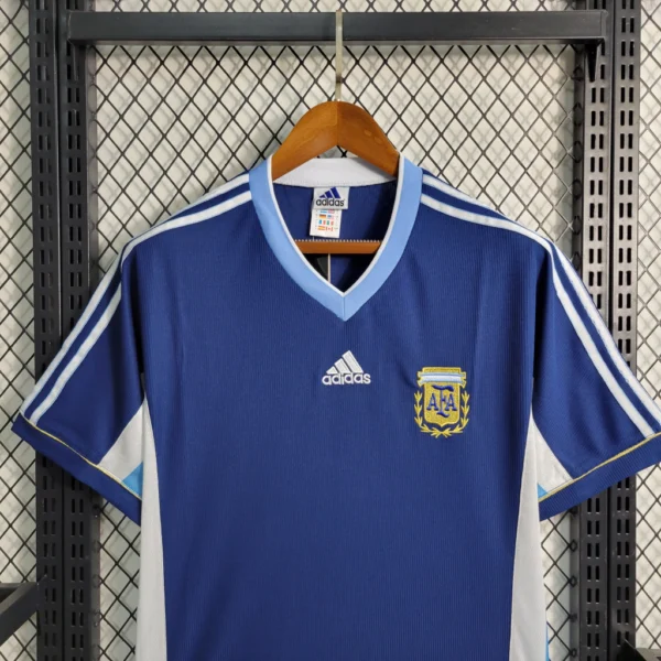 Camisa Retrô Clássica Seleção Argentina Away 1998 Azul Adidas - Imagem 3