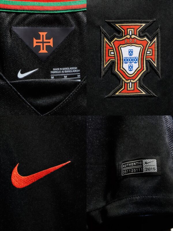 Camisa Retrô Clássica Seleção Portugal Away 2015 Preta Nike - Imagem 7