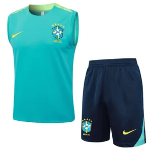 Conjunto Regata e Calção Treino Brasil Torcedor 2025 Verde Piscina Nike
