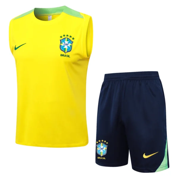 bfjegbejg Conjunto Regata e Calção Treino Brasil Torcedor 2025 Amarelo Nike - Imagem 1