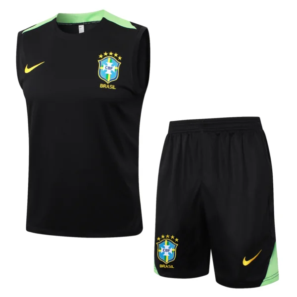 Conjunto Regata e Calção Treino Brasil Torcedor 2025 Preta Nike - Imagem 1