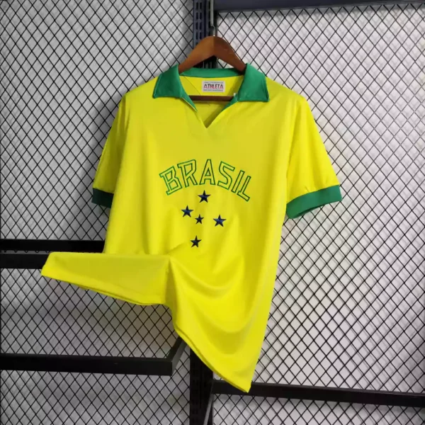 fjnskjdgnksn (2) Camisa Retrô Clássica Seleção Brasileira Home - Brasil Amarelo – 1958 - Imagem 2