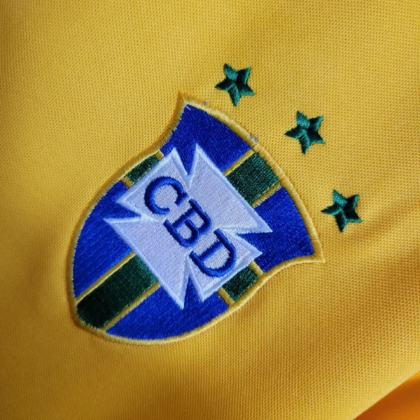 gjjwengejkngwknk Camisa Retrô Clássica Seleção Brasileira Home - Brasil Amarelo – 1972 - Imagem 3