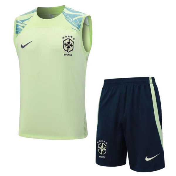 Conjunto Regata e Calção Treino Brasil Torcedor 2023/24 Verde Nike - Imagem 1