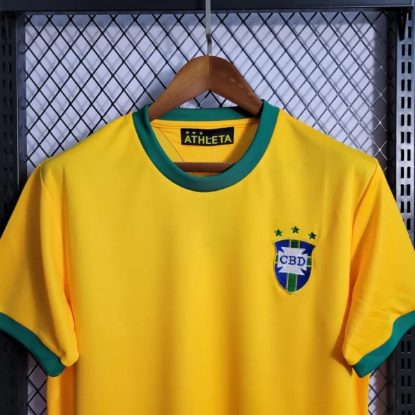 nemglrhlktrlkeawfnl Camisa Retrô Clássica Seleção Brasileira Home - Brasil Amarelo – 1972 - Imagem 2