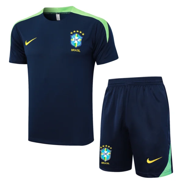 whebfcebfhb Conjunto Camisa e Calção Treino Brasil Torcedor 2025 Azul Marinho Nike - Imagem 1