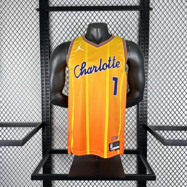 Camiseta Regata Basquete NBA Charlotte Hornets Statement Edition 2025/26 Laranja Nike - Imagem 1