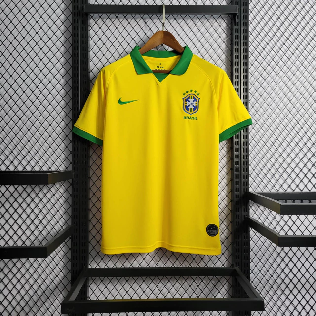 DKJSENGJS Camisa Retrô Clássica Seleção Brasileira Home - Brasil Amarelo – 2019 Nike - Imagem 1