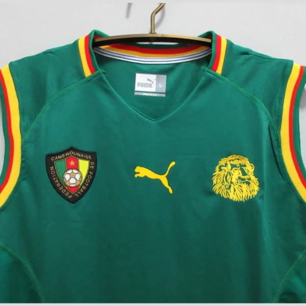 Camisa Regata Retrô Clássica Seleção Camarões Home 2002 Verde Puma - Imagem 2