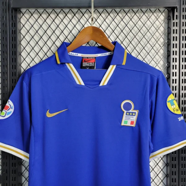 Camisa Retrô Clássica Seleção Itália Home 1996 Nike Azul - Imagem 3