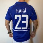 Camisa Retrô Clássica Seleção Brasileira Brasil – Nike Masculina – Versão Torcedor Azul – 2002 - Kaká 23 - Imagem 8