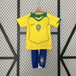 Kit Conjunto Infantil Crianças Camisa e Calção Brasil Retrô Home Infantil 2004 Nike