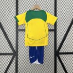 Kit Conjunto Infantil Crianças Camisa e Calção Brasil Retrô Home Infantil 2004 Nike - Imagem 2