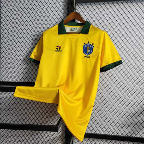 Camisa Retrô Clássica Seleção Brasileira Home - Brasil Amarela – 1988/1990 Topper - Imagem 7