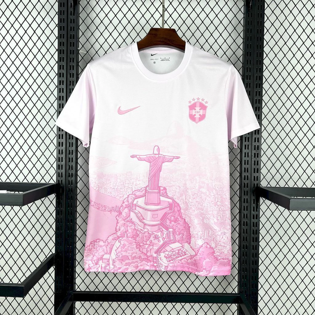 Camisa Brasil Seleção Brasileira Concept Cristo Redentor Versão Torcedor Rosa 2025 Nike