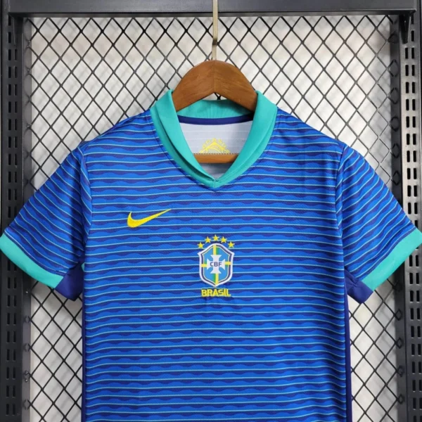 Kit Conjunto Infantil Crianças Camisa e Calção Brasil Retrô Away Infantil 2024/25 Nike - Imagem 2