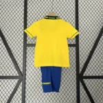 Kit Conjunto Infantil Crianças Camisa e Calção Brasil Retrô Home Infantil 1994 Umbro - Imagem 4