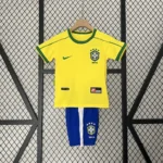 Kit Conjunto Infantil Crianças Camisa e Calção Brasil Retrô Home Infantil 1998 Nike