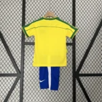 Kit Conjunto Infantil Crianças Camisa e Calção Brasil Retrô Home Infantil 1998 Nike - Imagem 2